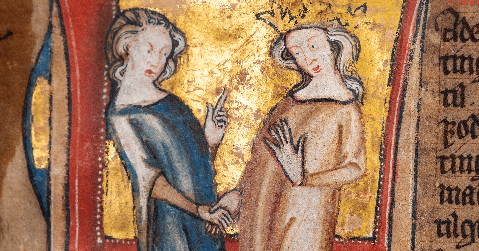 En mann og en kvinne holder hender