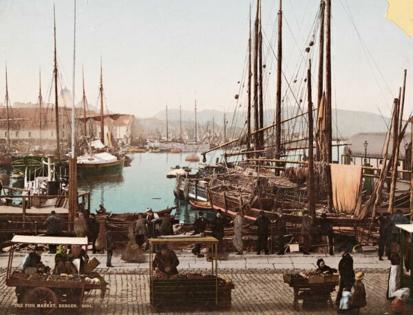 Fiskemarkedet i Bergen, ca. 1890
